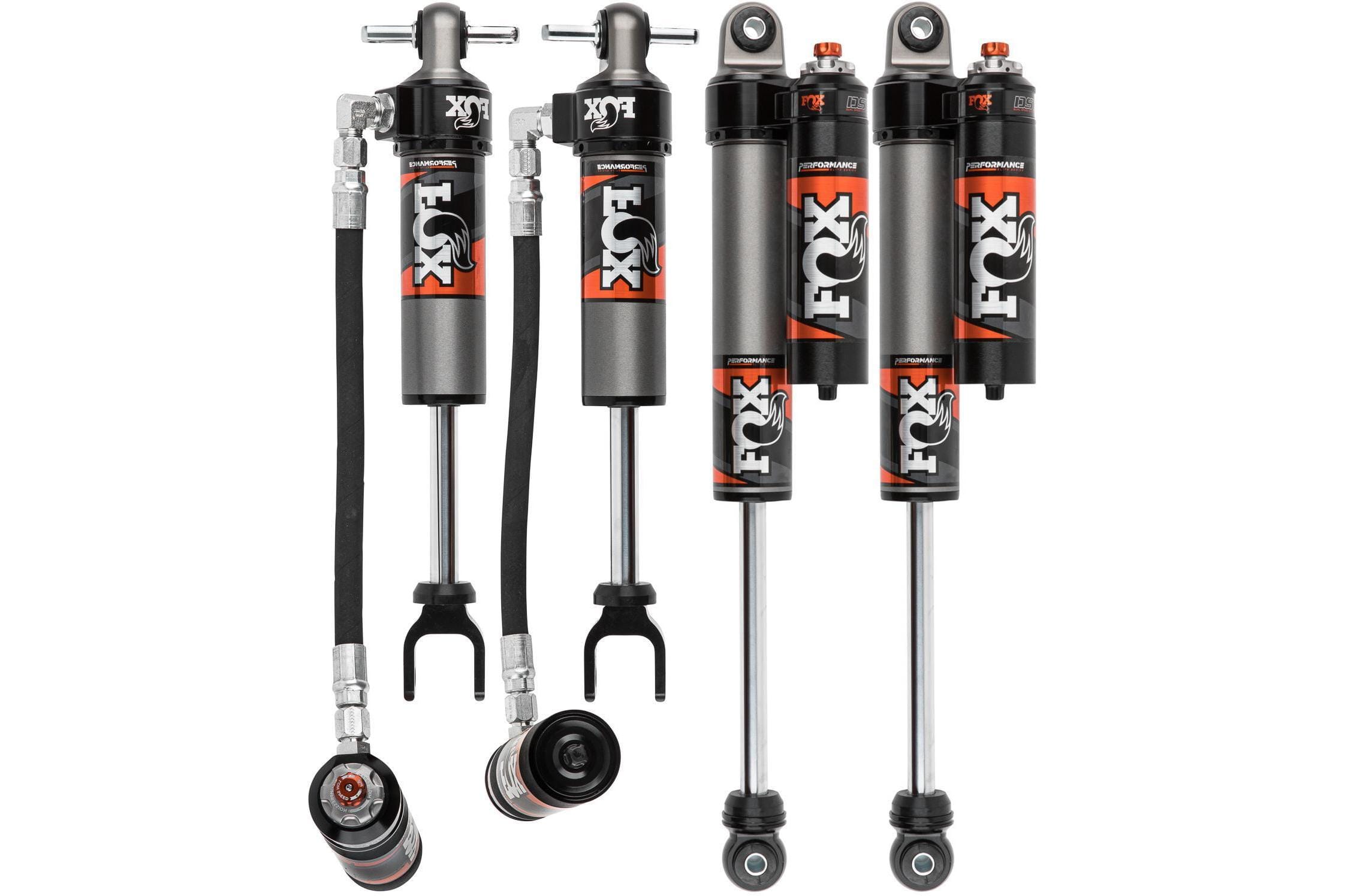 Fox - 2.5 Performance Elite Series DSC 1.5-2.5" Fronts and 0-1" Rears - Silverado/Sierra 2500/3500 HD 2020-2024 - 883-26-084 883-26-085