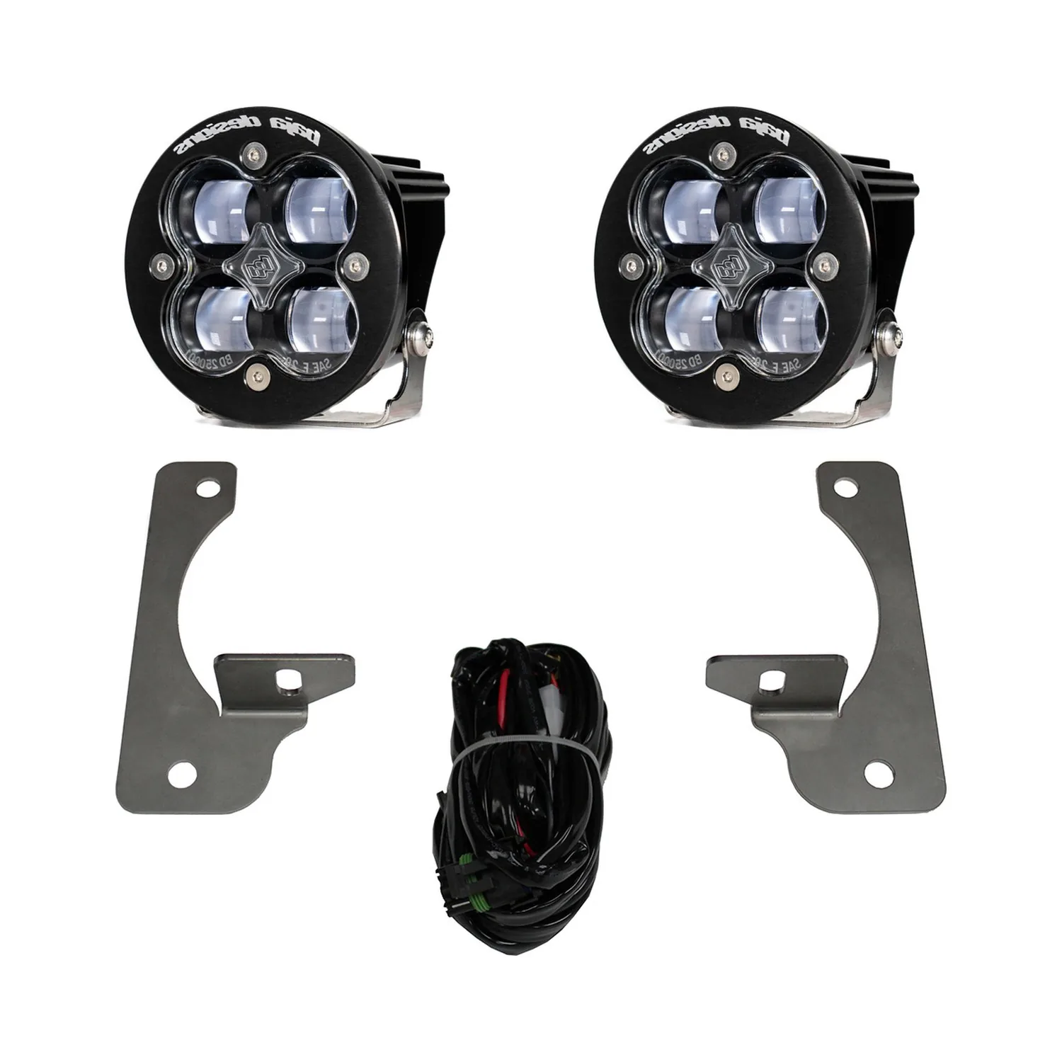 Baja Designs - Squadron R SAE Fog Pocket Light Kit Jeep 2007-18 Wrangler JK w/ Premium OE Bumper (SAE Fog; Clear) Baja Designs - 587524
